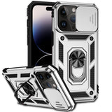iPhone 14 Pro Max Case With Camera Shield Cover & Ring Holder - Black