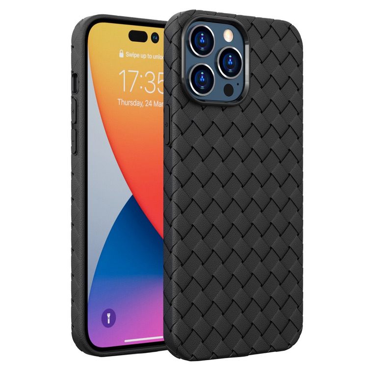 iPhone 14 Pro Max Case Woven Shockproof Protective - Black