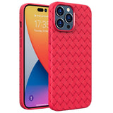 iPhone 14 Pro Max Case Woven Shockproof Protective - Red