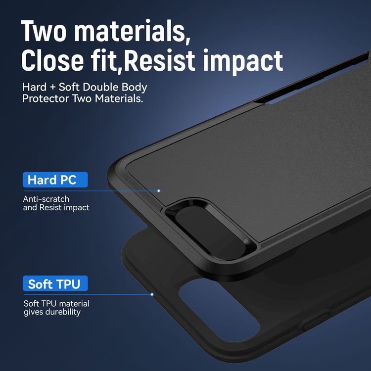 iPhone 8 Plus / iPhone 7 Plus Case Made With PC + TPU - Black