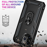 iPhone 13 Pro Case Shockproof with Metal Ring Holder - Black