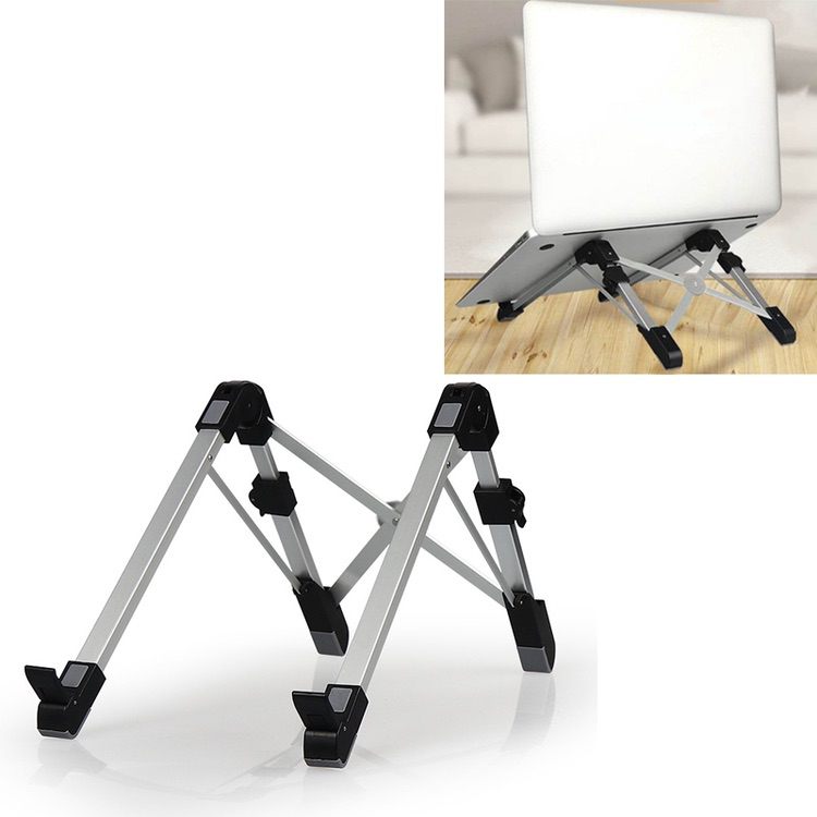 Laptop Height Extender Holder Stand Folding Portable Aluminum Alloy - Black