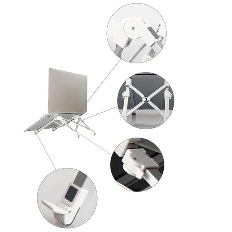 Laptop Height Extender Holder Stand Folding Portable Aluminum Alloy - Black