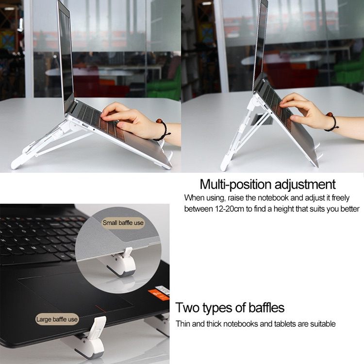 Laptop Height Extender Holder Stand Folding Portable Aluminum Alloy - Black