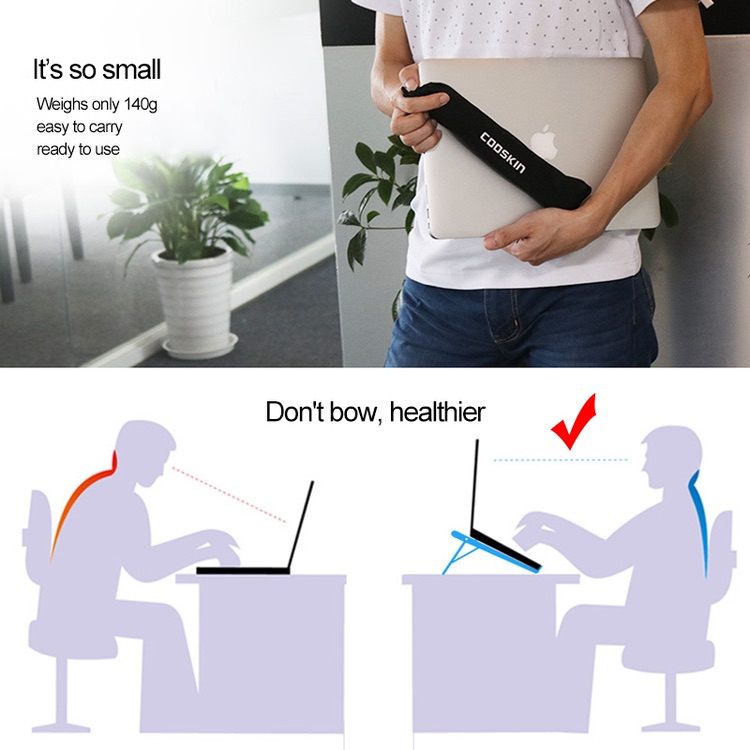 Laptop Height Extender Holder Stand Folding Portable Aluminum Alloy - Black