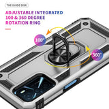 OPPO A16 Case Shockproof with Metal Ring Holder - Silver