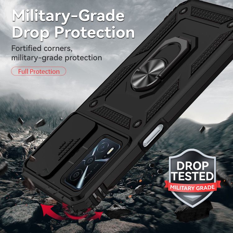 OPPO A16 Case With Sliding Camshield Cover - Black