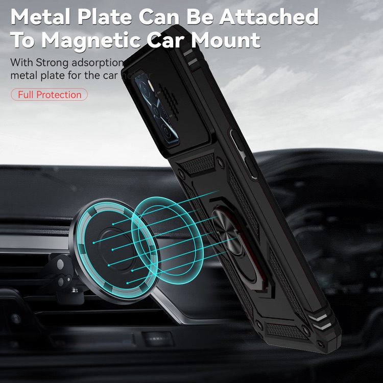 OPPO A16 Case With Sliding Camshield Cover - Black