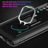 OPPO A52 / A72 / A92 Case Carbon Fibre With Ring Holder - Black