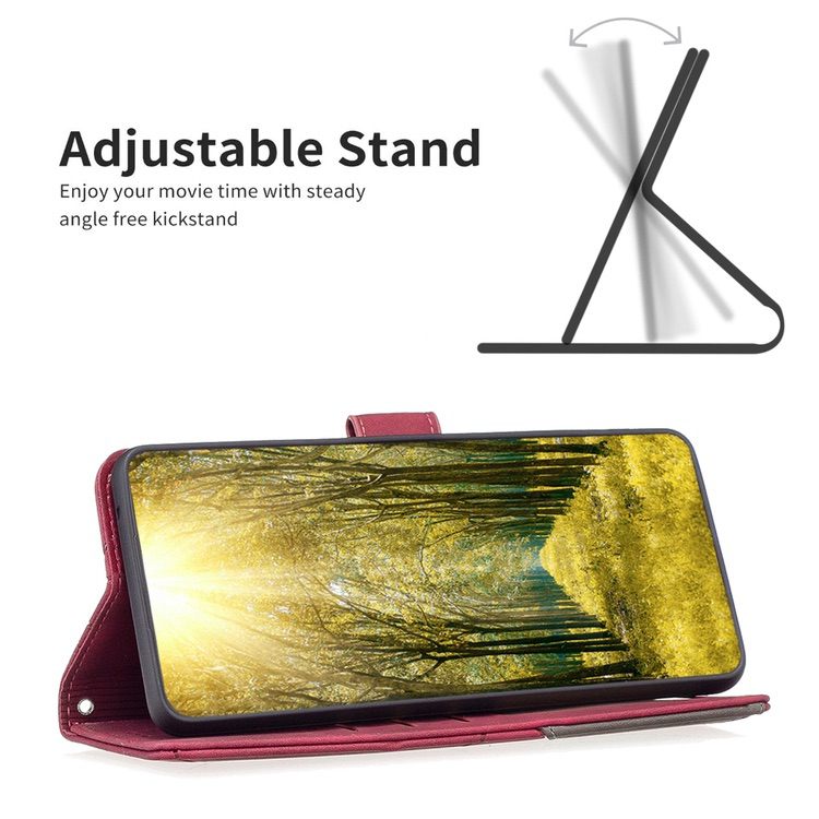OPPO Find X5 Lite Case Magnetic Buckle Rhombus Texture - Red