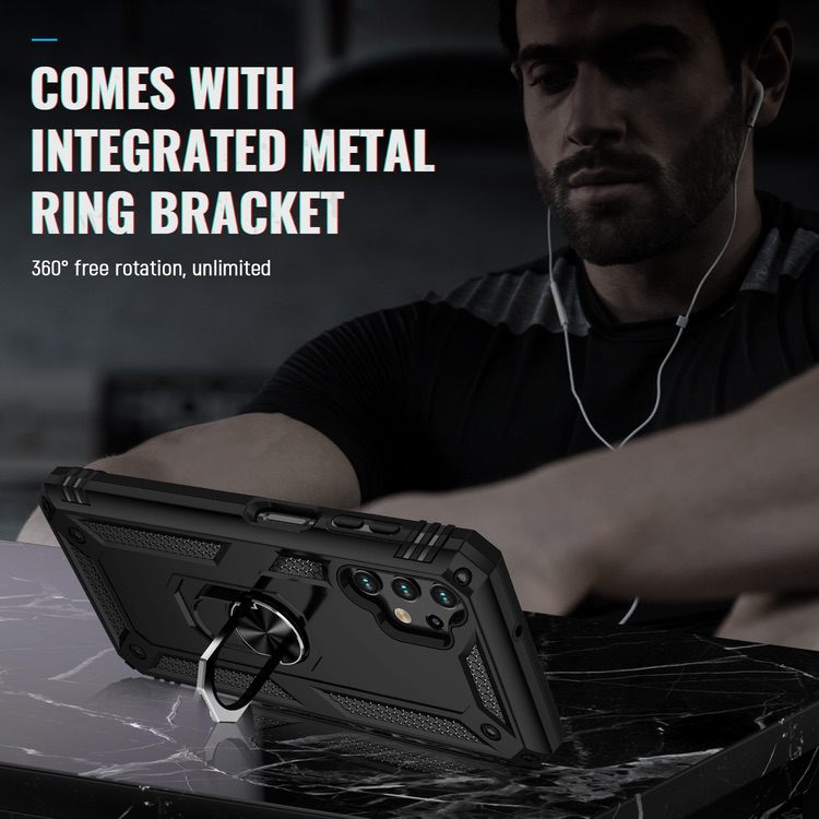 Samsung Galaxy A13 4G Case with Metal Ring Holder - Black