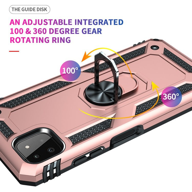 Samsung Galaxy A22 5G Case With Metal Ring Holder Rose Gold