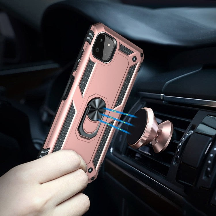 Samsung Galaxy A22 5G Case With Metal Ring Holder Rose Gold