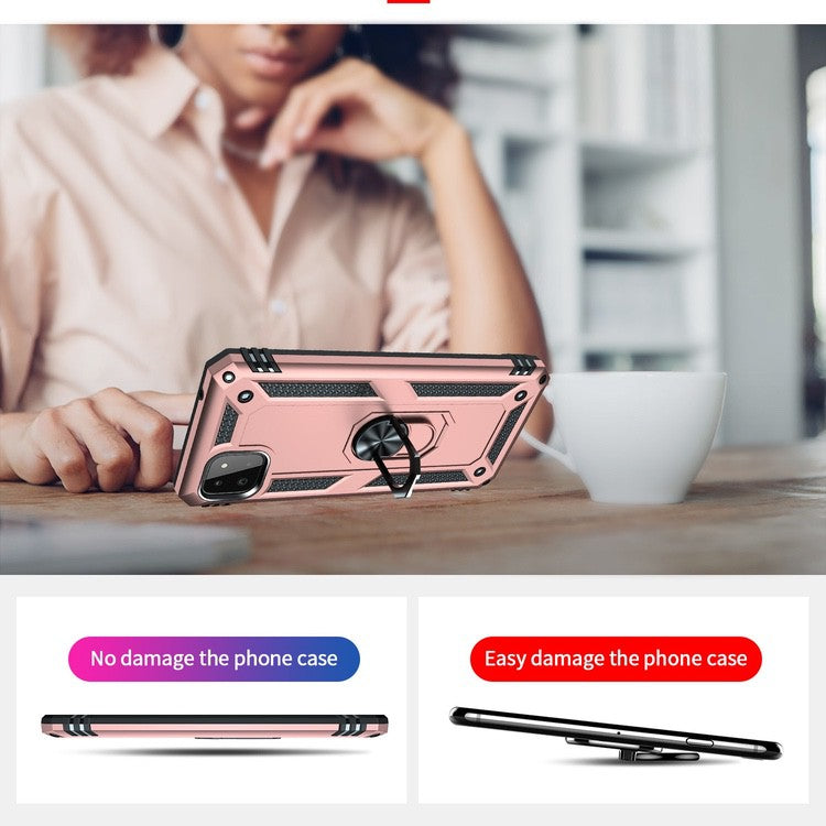 Samsung Galaxy A22 5G Case With Metal Ring Holder Rose Gold