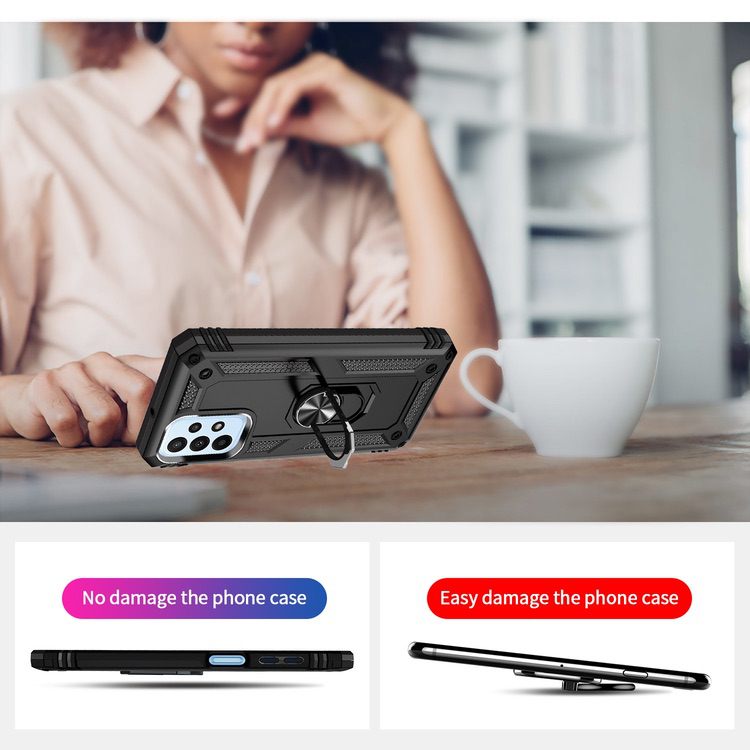 Samsung Galaxy A23 Case With Metal Ring Holder - Black