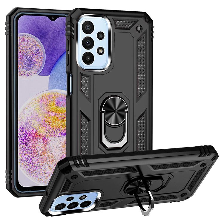 Samsung Galaxy A23 Case With Metal Ring Holder - Black