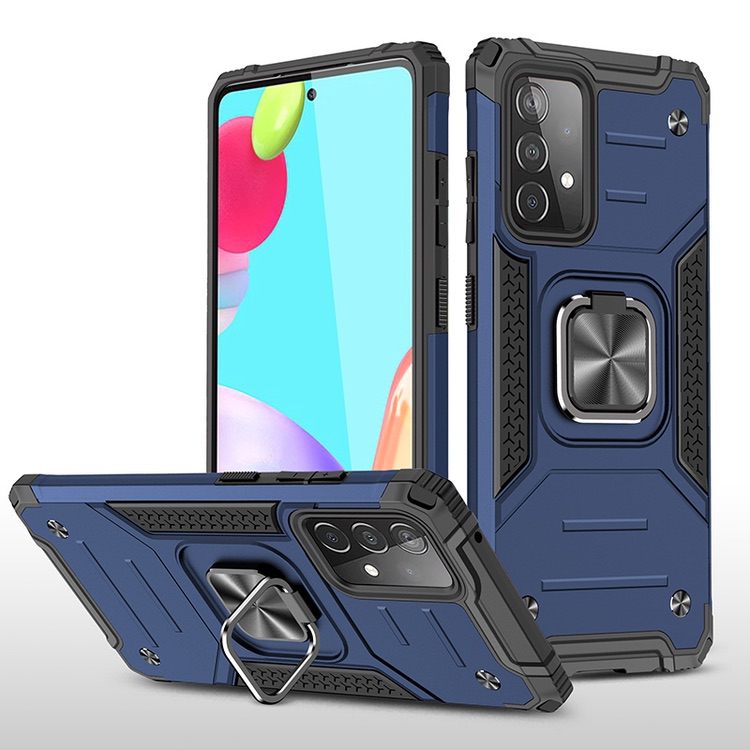 Samsung Galaxy A52 Case Armor Shockproof with Metal Ring Holder - Blue