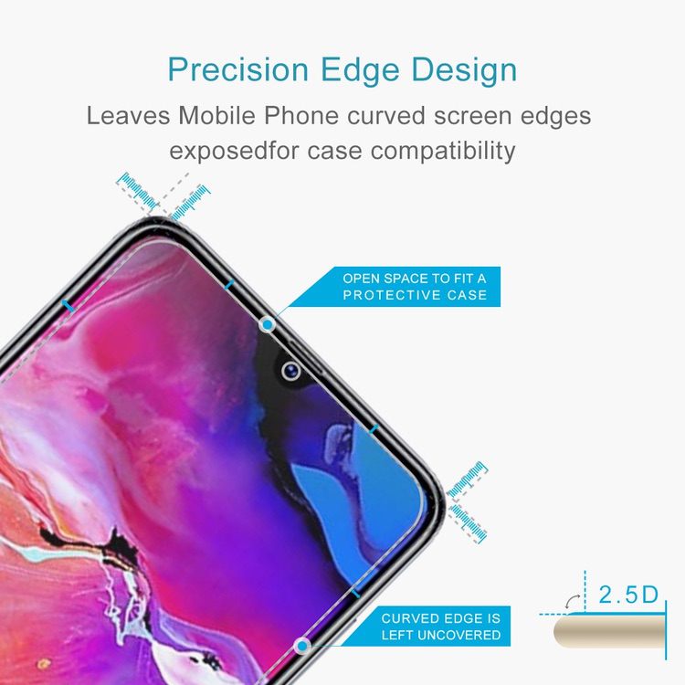 Samsung Galaxy A70 Screen Protector Tempered Glass Case friendly - Clear