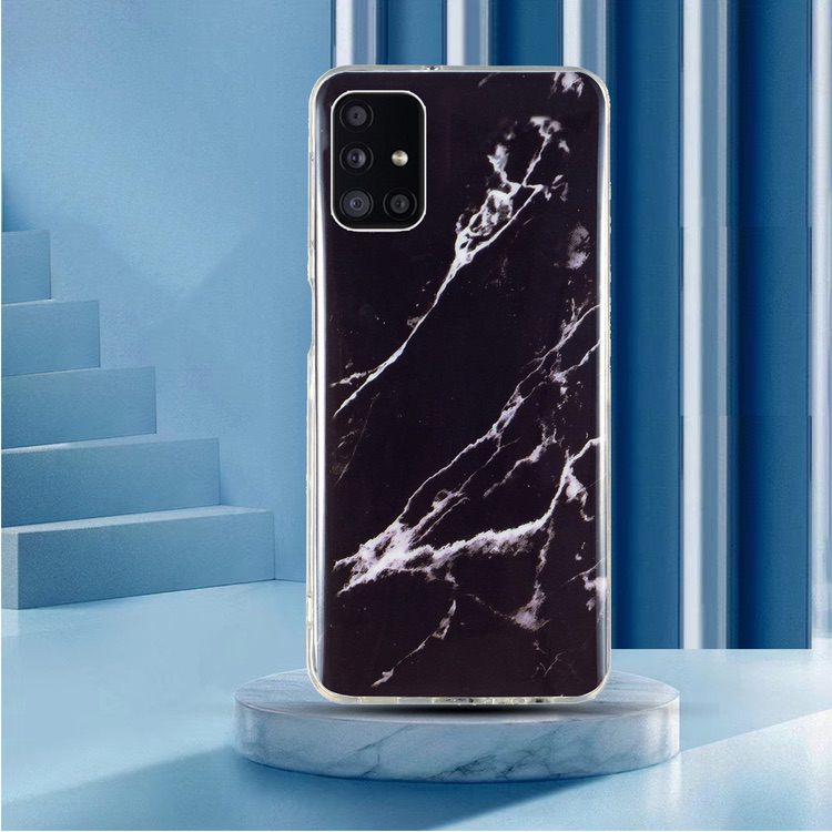 Samsung Galaxy A71 4G Case IMD Marble Pattern Shockproof - Black
