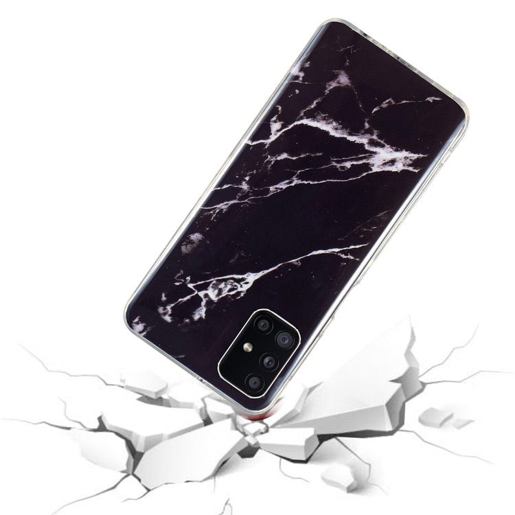 Samsung Galaxy A71 4G Case IMD Marble Pattern Shockproof - Black