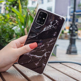 Samsung Galaxy A71 4G Case IMD Marble Pattern Shockproof - Black