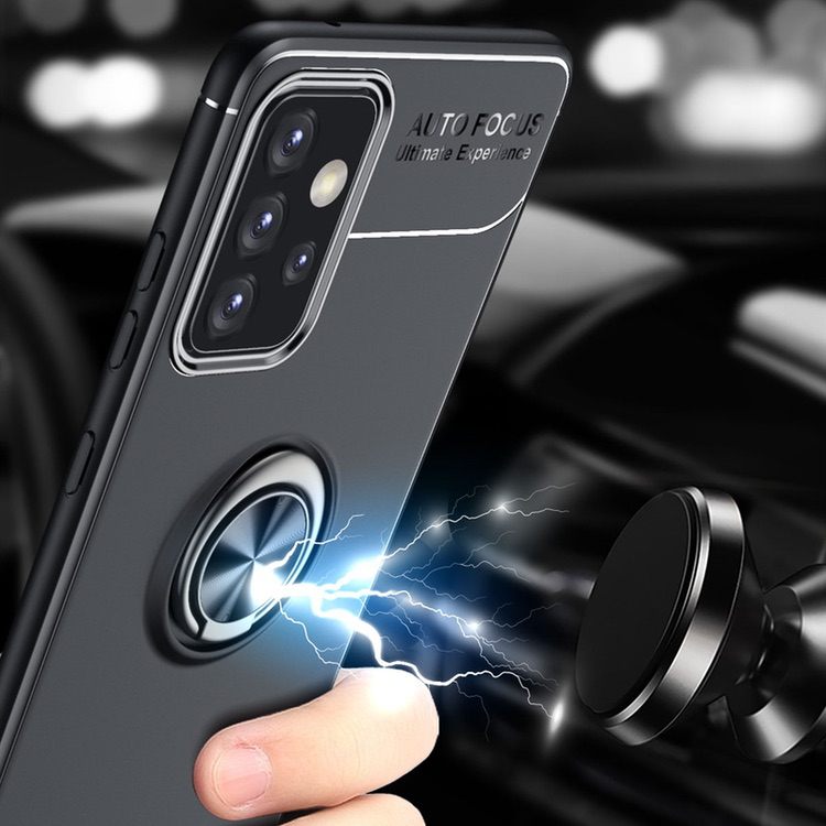 Samsung Galaxy A72 Case Shockproof with Metal Ring Holder - Red