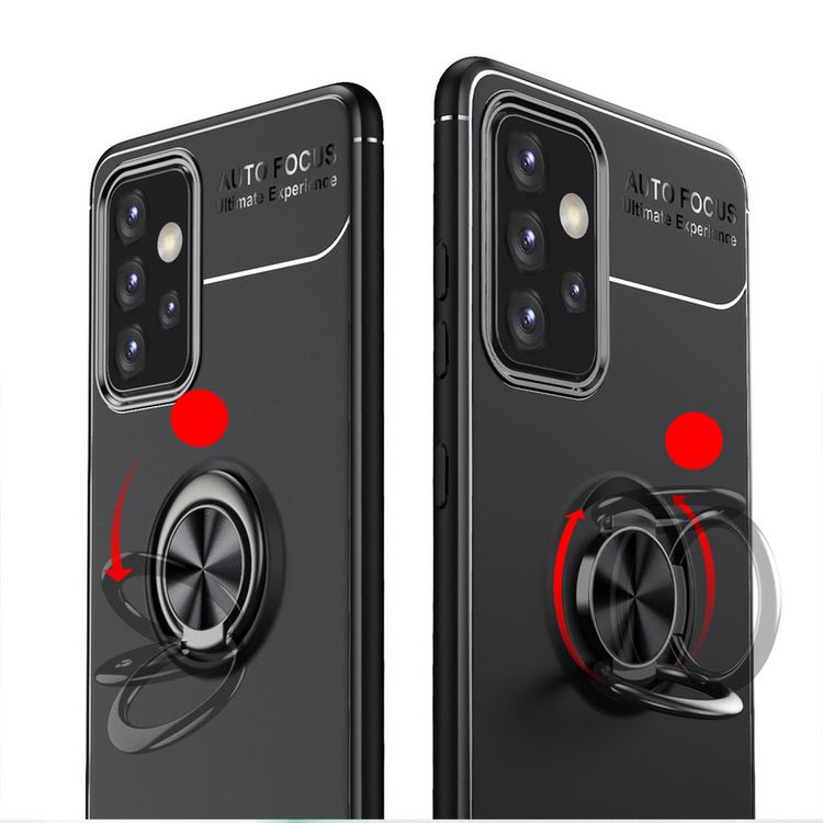 Samsung Galaxy A72 Case Shockproof with Metal Ring Holder - Red