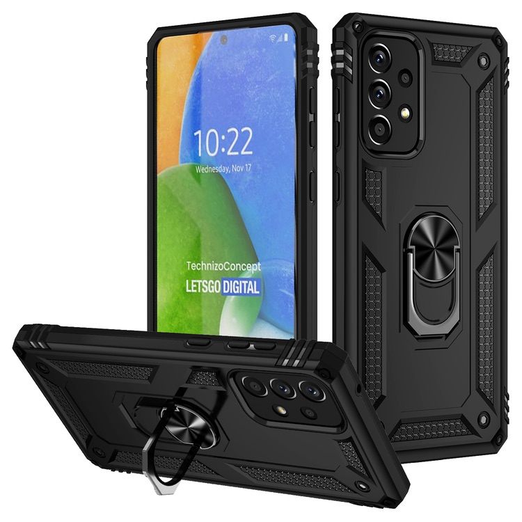 Samsung Galaxy A73 5G Case with Metal Ring Holder - Black
