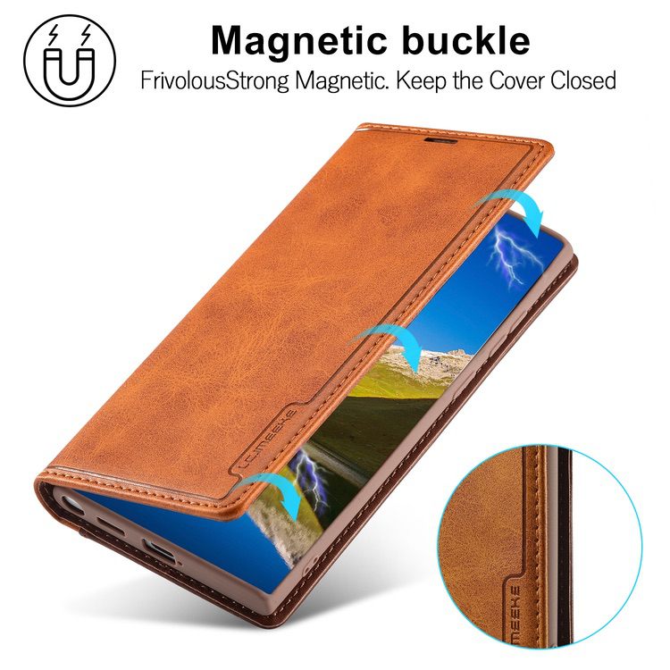 Samsung Galaxy S22 Ultra 5G Case LC.IMEEKE Secure Flip - Brown