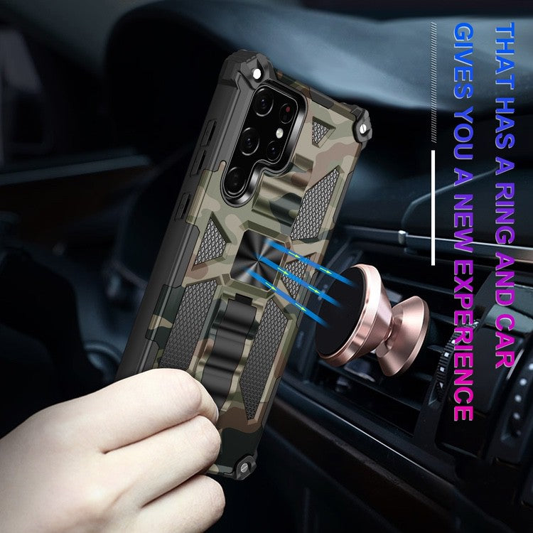 Samsung Galaxy S22 Ultra Case Camouflage Shockproof Army Green