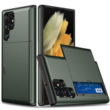 Samsung Galaxy S22 Ultra Case with 2 Card Slots Dark Green