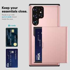 Samsung Galaxy S22 Ultra Case with 2 Card Slots Gold