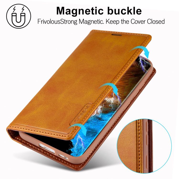 Samsung Galaxy S23 5G Case LC.IMEEKE Secure Flip - Brown