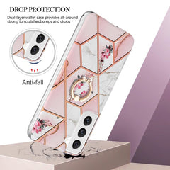 Samsung Galaxy S23 5G Case Splicing Marble IMD - Pink Flower