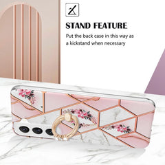 Samsung Galaxy S23 5G Case Splicing Marble IMD - Pink Flower