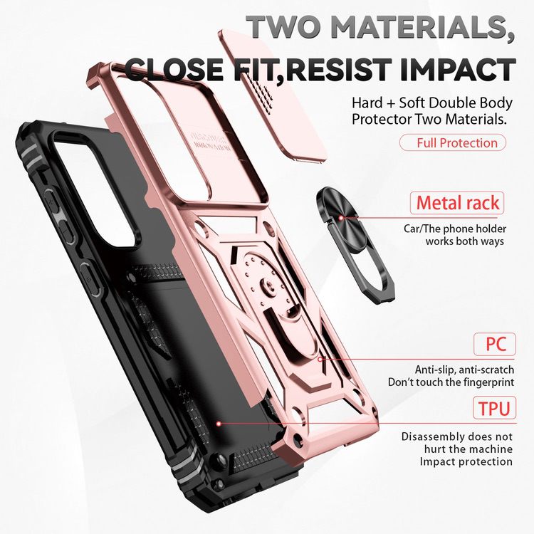 Samsung Galaxy S23 5G Case With Camera Shield Cover - Rose Gold