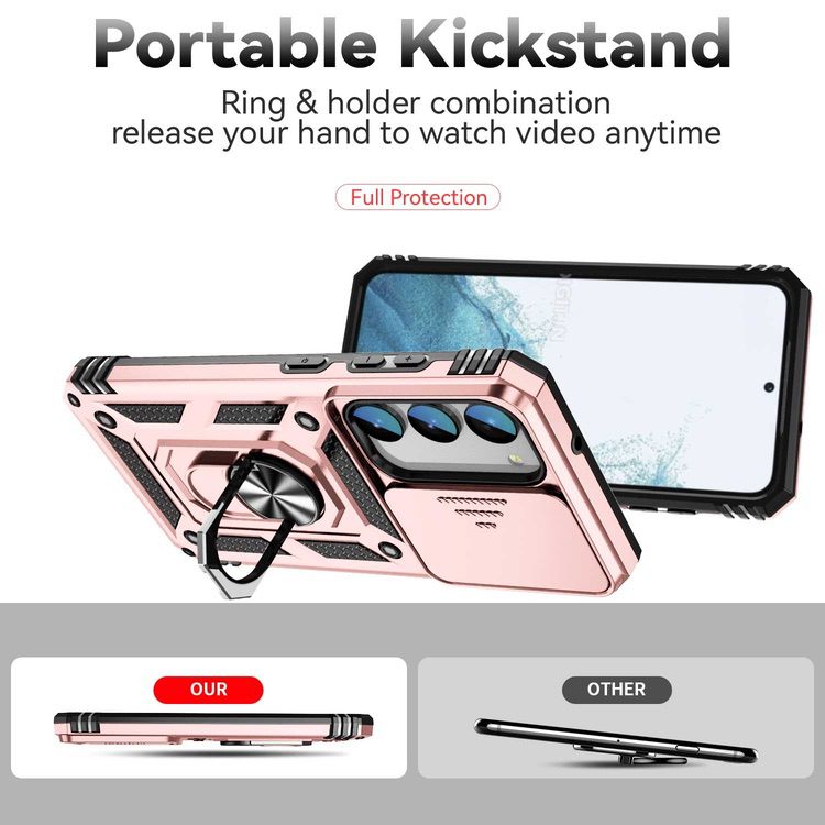 Samsung Galaxy S23 5G Case With Camera Shield Cover - Rose Gold