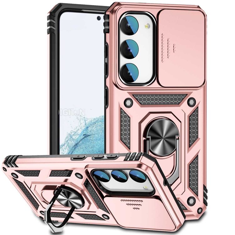 Samsung Galaxy S23 5G Case With Camera Shield Cover - Rose Gold