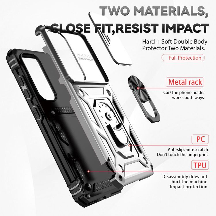 Samsung Galaxy S23 5G Case With Camera Shield Cover - Silver