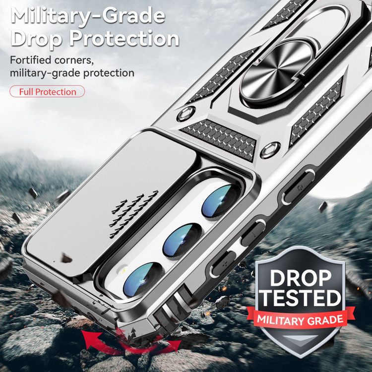 Samsung Galaxy S23 5G Case With Camera Shield Cover - Silver