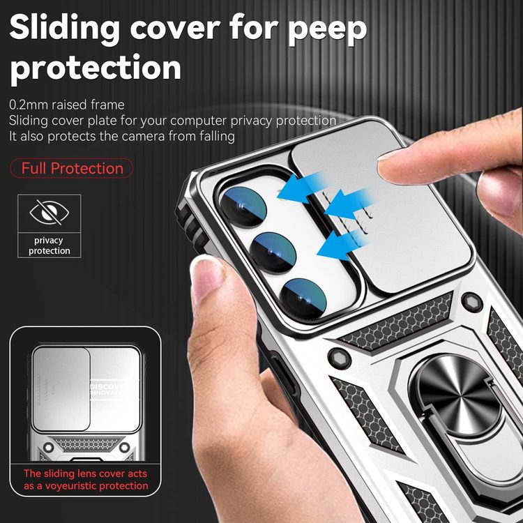 Samsung Galaxy S23 5G Case With Camera Shield Cover - Silver