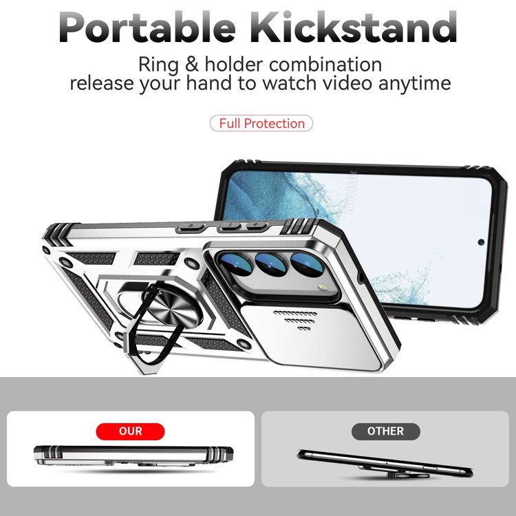 Samsung Galaxy S23 5G Case With Camera Shield Cover - Silver