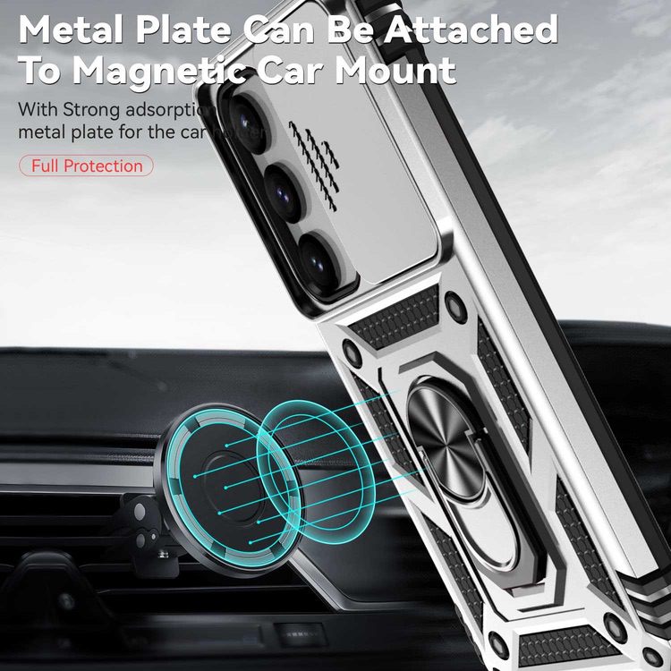 Samsung Galaxy S23 5G Case With Camera Shield Cover - Silver