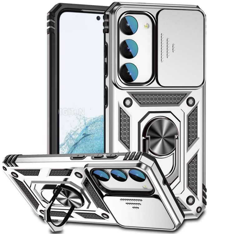 Samsung Galaxy S23 5G Case With Camera Shield Cover - Silver