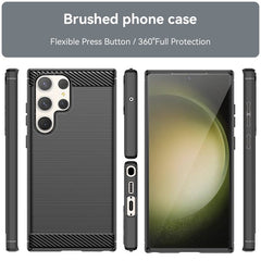 Samsung Galaxy S23 Ultra 5G Case Brushed Texture Carbon Fiber TPU - Black