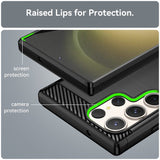Samsung Galaxy S23 Ultra 5G Case Brushed Texture Carbon Fiber TPU - Black