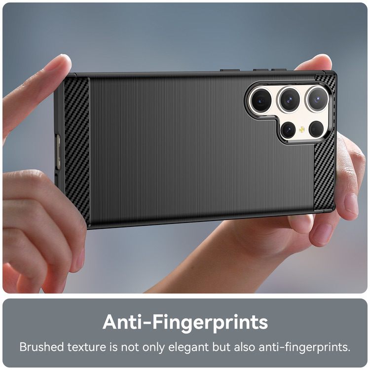 Samsung Galaxy S23 Ultra 5G Case Brushed Texture Carbon Fiber TPU - Black