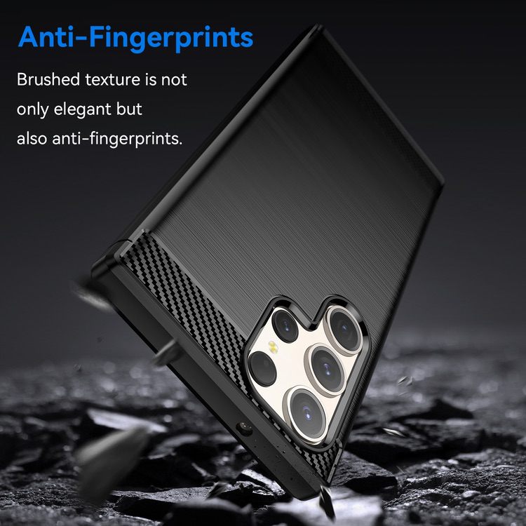 Samsung Galaxy S23 Ultra 5G Case Brushed Texture Carbon Fiber TPU - Black