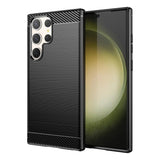 Samsung Galaxy S23 Ultra 5G Case Brushed Texture Carbon Fiber TPU - Black
