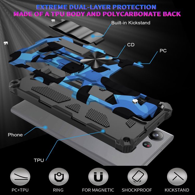 Samsung Galaxy S23 Ultra 5G Case Camouflage Armor Shockproof - Grey